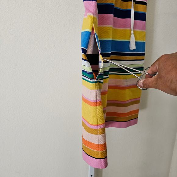 TRACY REESE X ANTHROPOLOGIE Striped Multicolored Coastal Zipper Shift Dress Sz M - Picture 6 of 16